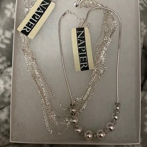 Napier 2 silver fancy necklaces NWT